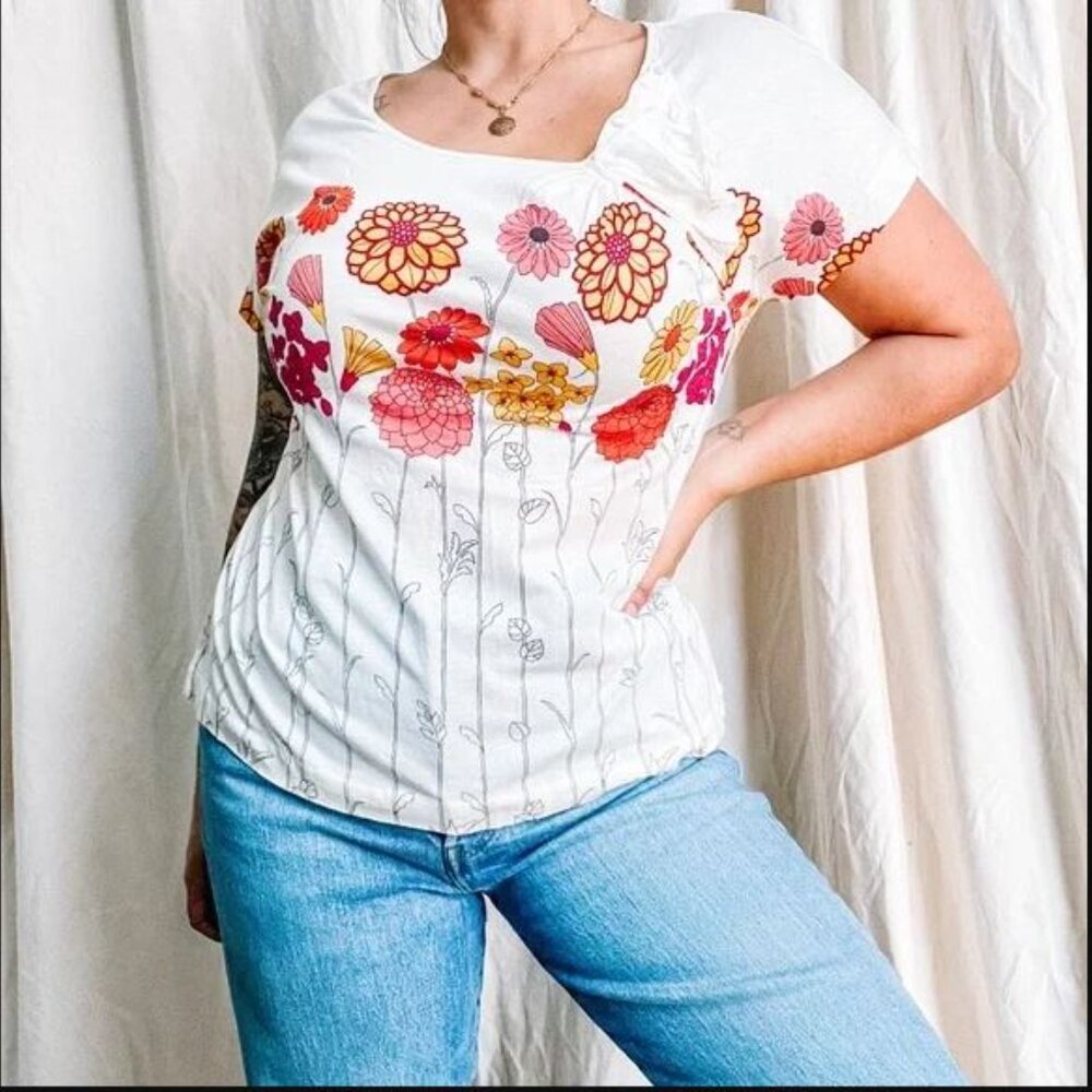 .Boho/Cottagecore Floral Print Top from Ric Rac (Anthropologie) - Picture 8 of 8